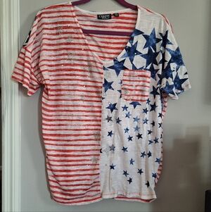 Red and Blue Star Stripe Women's Tee
